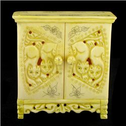 Chinese Handcarved Bone Double Gem Box (CLB-000844)