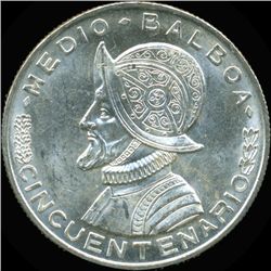 1953 Panama Silver 1/2 Balboa BU (COI-013583)