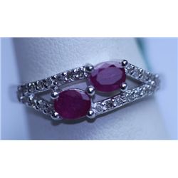 12.50 CTW RUBY AND DIAMOND RING .925 STERLING SILVER