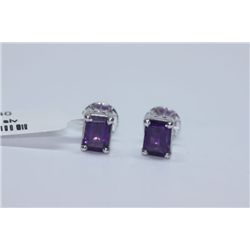 12.45 CTW AMETHYST EARINGS .925 STERLING  SILVER