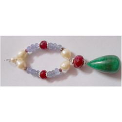 Natural 70.85ct Pearl/Tanzanite/Ruby/Emerald Bracelet .