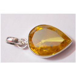 NATURAL 38.25 CTW CITRINE PEARCUT PENDANT .925 STERLING