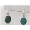 Image 1 : 19.71 CTW EMERALD EARINGS .925 STERLING SILVER