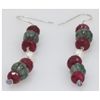 Image 1 : NATURAL 42.50 CTW PEARL, EMERALD, RUBY EARRINGS .925 ST