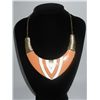 Image 1 : 312CTW ORANGE-WHITE V-NECK BRASS NECKLACE;18INCH