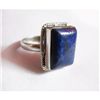 Image 1 : Natural 27.20 ctw Lapis Emerald Cut Ring .925 Sterling