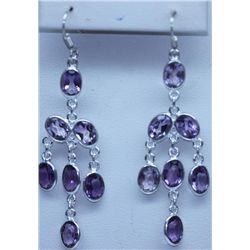 20.60 CTW AMETHYST EARRINGS .925 STERLING SILVER