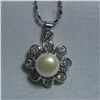 Image 1 : BLACK PEARL FLOWER CZ NECKLACE;