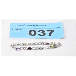 925 Silver Ladies Diamond & Gemstone Bracelet