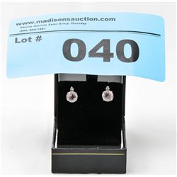 Brand New Pink Quartz & Diamond Stud Earrings