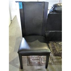 Chocolate brown leather padded dining room side