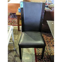Chocolate brown leather padded dining room side