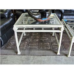 Matching wrought iron with bevelled glass top