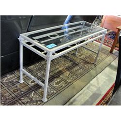 Matching wrought iron with bevelled glass top