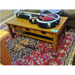 Mission style oak 3 drawer coffee table