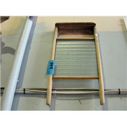 Vintage glass globe wood and glass washboard