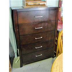 Cherry  finish 5 drawer high boy dresser