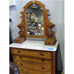 Early victorian marble top oak dressing chest