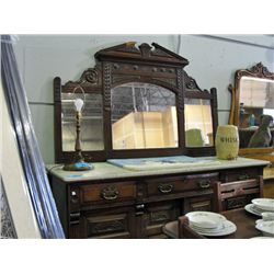 Early victorian mirrored back marble top side