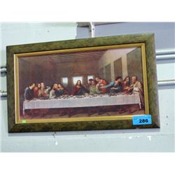 Framed oil on canvas transfer print "last supper"