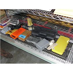 Shelf lot of assorted tools and hardware