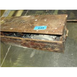 Wooden toolbox and contents
