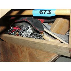 Wooden carpenters toolbox and contents