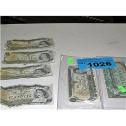 Lot of 6 royal canadian mint one dollar bank notes