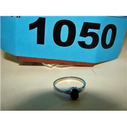 Ladies silver and black gemstone ring