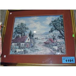 Framed 3D country market scene print