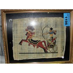 Framed egyptian art painting on parchement'