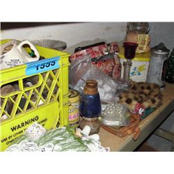 Shelf lot of collectables and household decorative