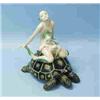 Image 1 : LENCI - A rare handpainted faience figural group in form of a turtle with a mermaid and a merchild a
