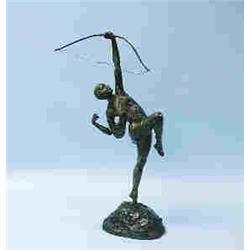 ART DECO - PIERRE LE FAGUAYS. 20th century French school. "Diane." A finely cast rich dark green pat