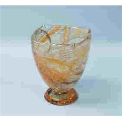 SCHNEIDER, FRANCE - An artistic free moulded art glass vase. The flaring rectangular vessel with fus