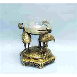 BARBEDIENNE, FRANCE - An antique gilt bronze figural centrepiece in the Orientalist style. Three sta