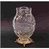 Image 1 : ART NOUVEAU - BACCARAT, FRANCE. A crystal vase mounted on gilt bronze base. The flask shaped vase in