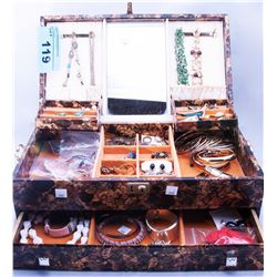 Large jewelry box and contents