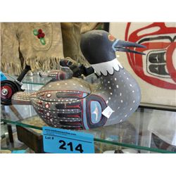 West coast native wood carved loon bowl
