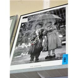 Framed Kim Anderson children in the rain print