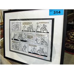 Framed Hagar the horrible comic strip signed by