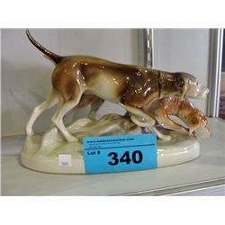 Large royal dux pointer hunting dogs centerpiece