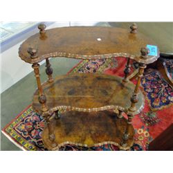 Burl Walnut Inlaid 3 Tier Shelf