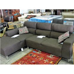 Brown contemporary 2pc sectional sofa with 2