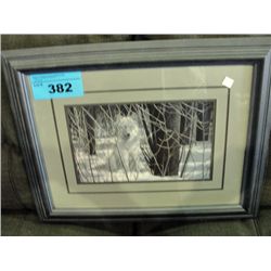 Framed grey wolf print