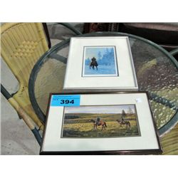 2 framed cowboy prints