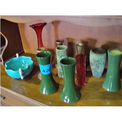 Lot of assorted vases, bowls, candles holders