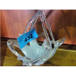 Handled mirano art glass candy dish