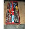 Image 1 : Red metal tray filled with assorted sockets and