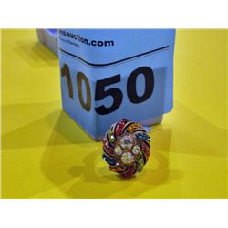 Multi colored rhinestone jeweled ring